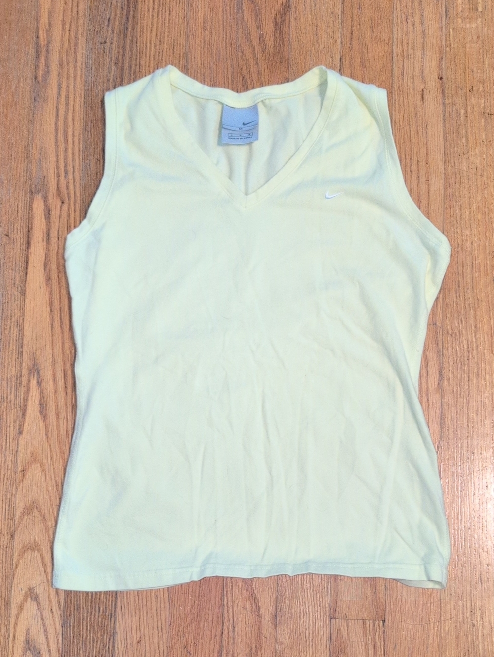 Nike Light Yellow V-Neck Sleeveless Tank Top